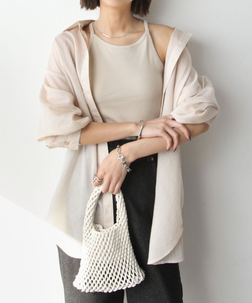 Chillfar（チルファー）の「テレコカップ付きアメスリタンク（タンクトップ・レディース・チャコール/ブルー/オフホワイト/ブラック/グレイッシュベージュ・FREE）」の16枚目の写真