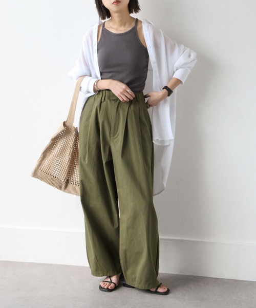 Chillfar（チルファー）の「テレコカップ付きアメスリタンク（タンクトップ・レディース・チャコール/ブルー/オフホワイト/ブラック/グレイッシュベージュ・FREE）」の8枚目の写真