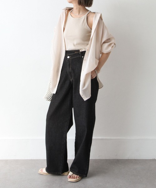 Chillfar（チルファー）の「テレコカップ付きアメスリタンク（タンクトップ・レディース・チャコール/ブルー/オフホワイト/ブラック/グレイッシュベージュ・FREE）」の19枚目の写真