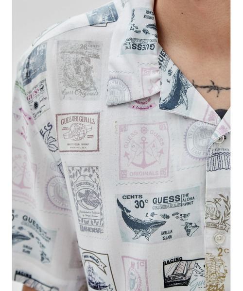 Guess(ゲス)の「GUESS Originals Eco Rayon Stamp Shirt 半袖 シャツ(シャツ/ブラウス・メンズ・ホワイト・LARGE/X-LARGE/MEDIUM/SMALL)」の3枚目の写真