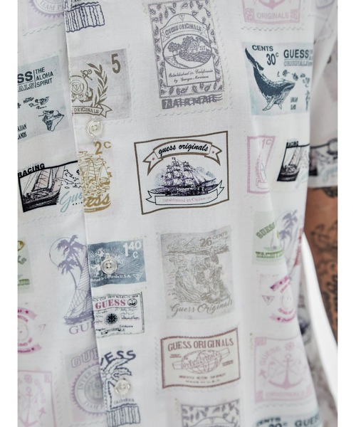 Guess(ゲス)の「GUESS Originals Eco Rayon Stamp Shirt 半袖 シャツ(シャツ/ブラウス・メンズ・ホワイト・LARGE/X-LARGE/MEDIUM/SMALL)」の4枚目の写真