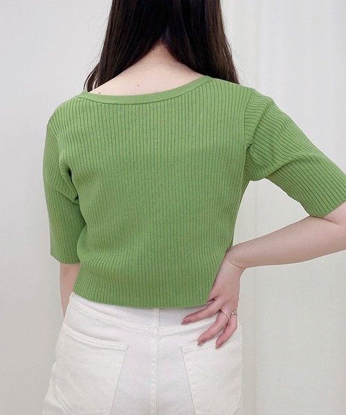 INGNI(イング)の「フロントチェーン付半袖ボレロニット+キャミSET(アンサンブル・レディース・ブラック/サックスブルー/ライトグリーン/アイボリー・M)」の16枚目の写真