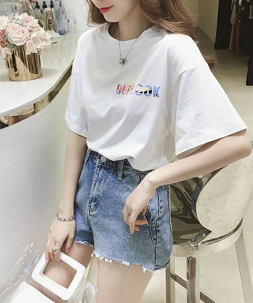 NinaetLina(ニナエリナ)の「バックプリント半袖カットソー(Tシャツ/カットソー・レディース・ホワイト/ブラック・M/L/XL)」の5枚目の写真