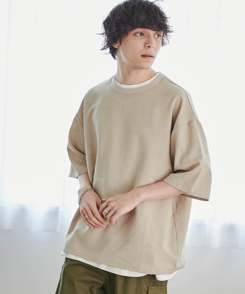 WEGO（ウィゴー）の「WEGO/【セットアップ対応】リネンライク プルオーバーBIGシャツ（シャツ/ブラウス・メンズ・ベージュ/スミクロ・MEDIUM/LARGE）」の2枚目の写真