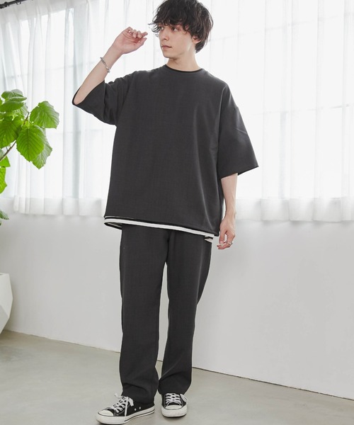 WEGO（ウィゴー）の「WEGO/【セットアップ対応】リネンライク プルオーバーBIGシャツ（シャツ/ブラウス・メンズ・ベージュ/スミクロ・MEDIUM/LARGE）」の3枚目の写真