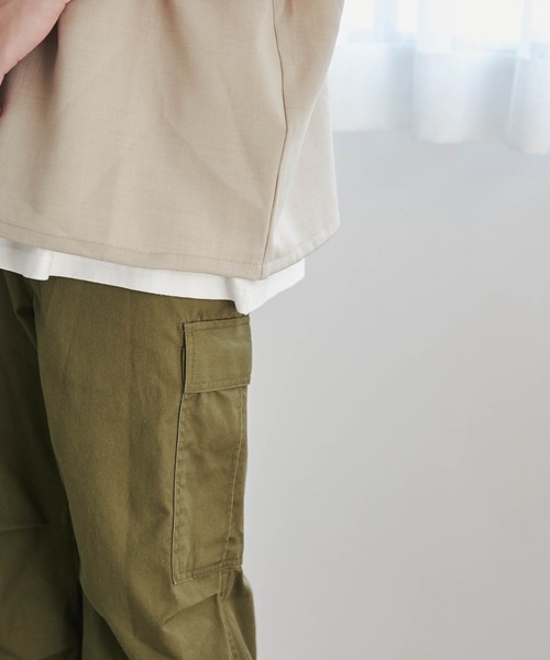 WEGO（ウィゴー）の「WEGO/【セットアップ対応】リネンライク プルオーバーBIGシャツ（シャツ/ブラウス・メンズ・ベージュ/スミクロ・MEDIUM/LARGE）」の9枚目の写真