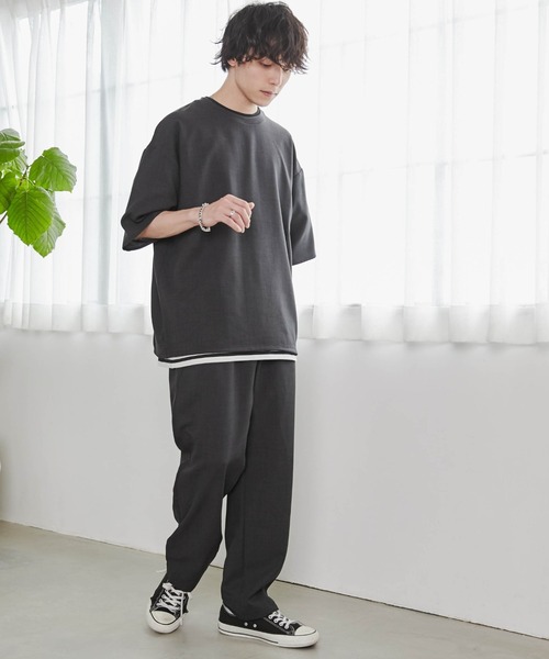 WEGO（ウィゴー）の「WEGO/【セットアップ対応】リネンライク プルオーバーBIGシャツ（シャツ/ブラウス・メンズ・ベージュ/スミクロ・MEDIUM/LARGE）」の12枚目の写真