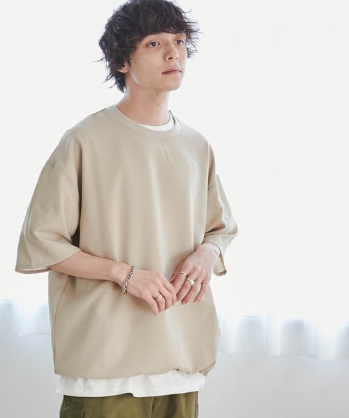 WEGO（ウィゴー）の「WEGO/【セットアップ対応】リネンライク プルオーバーBIGシャツ（シャツ/ブラウス・メンズ・ベージュ/スミクロ・MEDIUM/LARGE）」の13枚目の写真