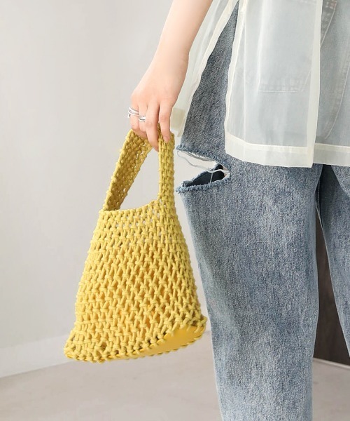 Bab（バブ）の「手編みニットハンドバッグ（ハンドバッグ・レディース・グリーン/イエロー/ベージュ/ホワイト/ブラック・ONESIZE）」の10枚目の写真