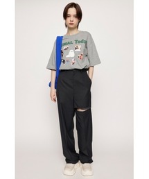 SLY | CUT OFF WIDE STRAIGHT PT カットオフ ワイド ストレートパンツ 肌見せ ダメージ スリット(スラックス)