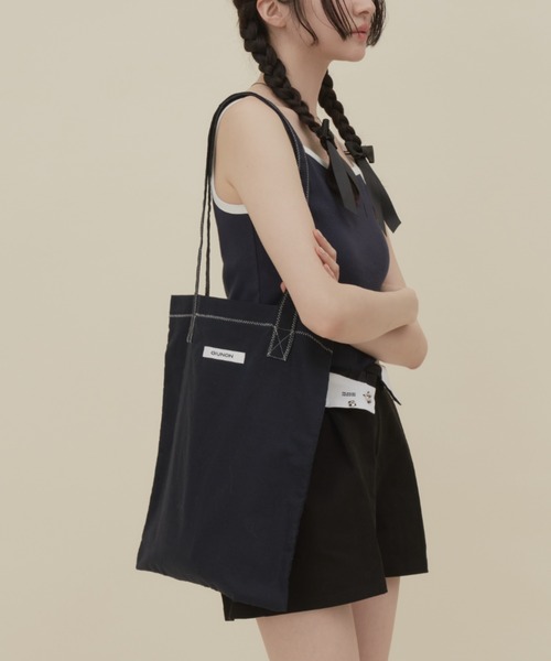 GIUNON（ジウノン）の「logo stitch tote bag / ロゴステッチトートバッグ（トートバッグ・レディース・ブラウン/ホワイト/ネイビー・FREE）」の3枚目の写真
