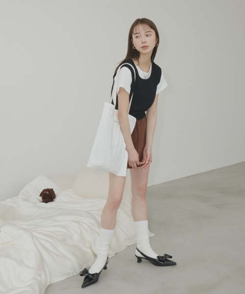 GIUNON（ジウノン）の「logo stitch tote bag / ロゴステッチトートバッグ（トートバッグ・レディース・ブラウン/ホワイト/ネイビー・FREE）」の13枚目の写真