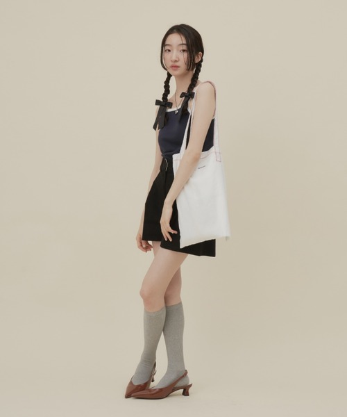 GIUNON（ジウノン）の「logo stitch tote bag / ロゴステッチトートバッグ（トートバッグ・レディース・ブラウン/ホワイト/ネイビー・FREE）」の20枚目の写真