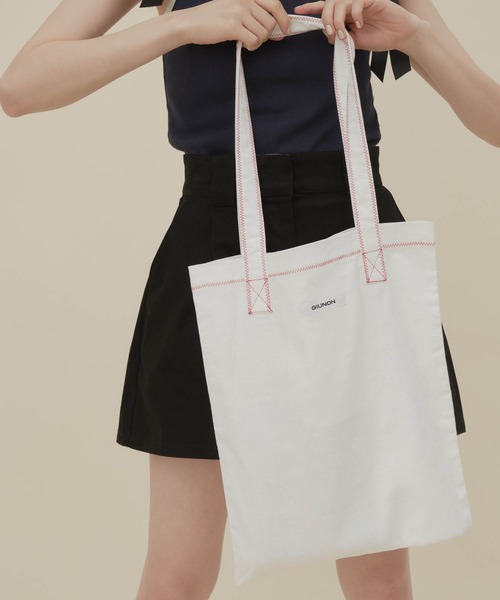 GIUNON（ジウノン）の「logo stitch tote bag / ロゴステッチトートバッグ（トートバッグ・レディース・ブラウン/ホワイト/ネイビー・FREE）」の16枚目の写真