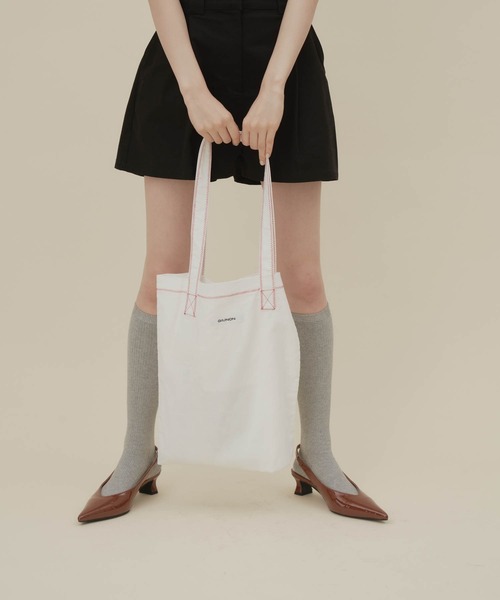 GIUNON（ジウノン）の「logo stitch tote bag / ロゴステッチトートバッグ（トートバッグ・レディース・ブラウン/ホワイト/ネイビー・FREE）」の17枚目の写真