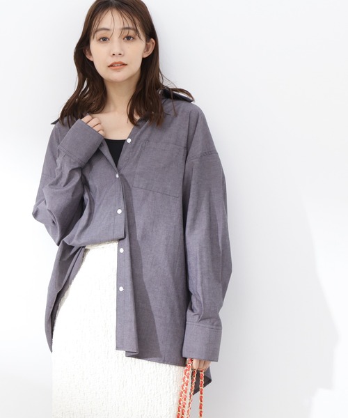 N.(N. Natural Beauty Basic)(エヌエヌナチュラルビューティーベーシック)の「◆シャンブレーシャツ(シャツ/ブラウス・レディース・ブラック/ブルー/ピンク・MEDIUM)」の2枚目の写真