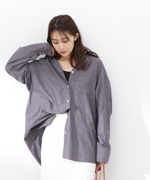 N.(N. Natural Beauty Basic)(エヌエヌナチュラルビューティーベーシック)の「◆シャンブレーシャツ(シャツ/ブラウス・レディース・ブラック/ブルー/ピンク・MEDIUM)」の7枚目の写真