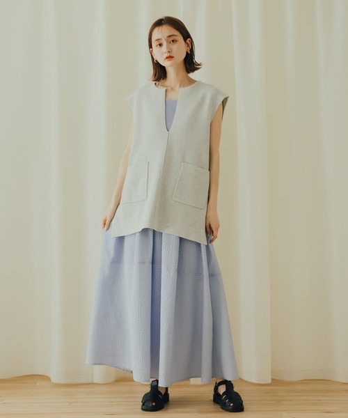 SENSE OF PLACE by URBAN RESEARCH(センスオブプレイスバイアーバンリサーチ)の「エンボスタックフレアスカート(スカート・レディース・ライトブルー/オフホワイト/ブラック・ONE)」の15枚目の写真