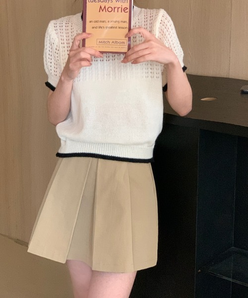 mebole(メボレ)の「配色ハーフスリーブニット(ニット/セーター・レディース・グリーン/グレー/ピンク/ホワイト・FREE)」の22枚目の写真