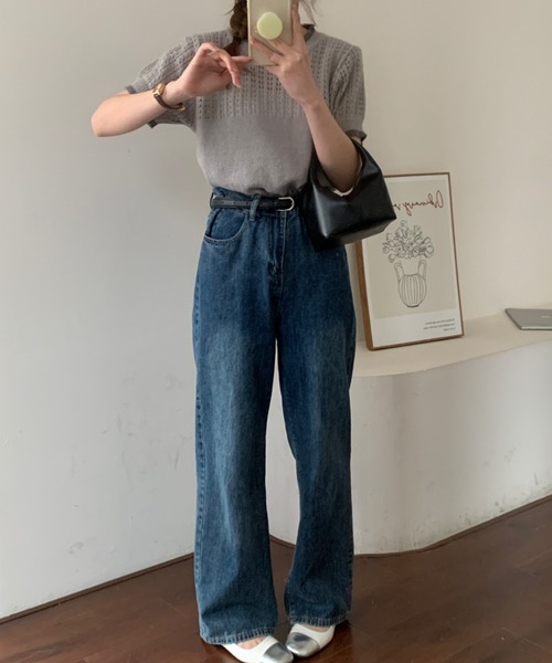 mebole(メボレ)の「配色ハーフスリーブニット(ニット/セーター・レディース・グリーン/グレー/ピンク/ホワイト・FREE)」の17枚目の写真