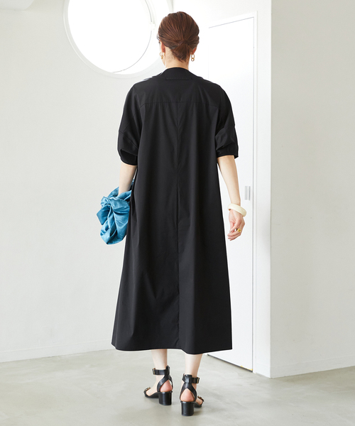 美品 TICCA ティッカ キーネックワンピース ロング 半袖 コットン セール】【TICCA/ティッカ】キーネックワンピース（ワンピース