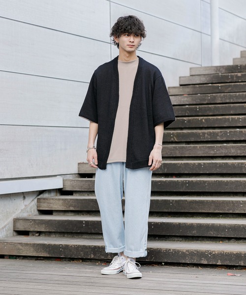 ADMIX/ATELIER SAB MEN(アドミックスアトリエサブメン)の「麻コットン サマーニット / オーバーサイズ 5分袖 ボレロ カーディガン(カーディガン/ボレロ・メンズ・ライトグレー/ブラック/ネイビー/ブルーグレー/ライトベージュ・48/50/52)」の13枚目の写真