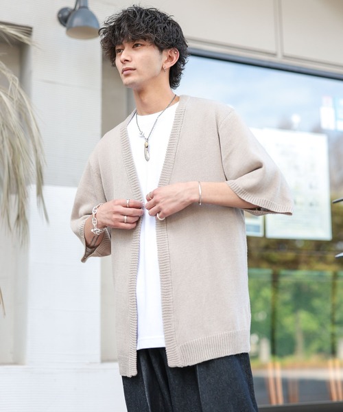 ADMIX/ATELIER SAB MEN(アドミックスアトリエサブメン)の「麻コットン サマーニット / オーバーサイズ 5分袖 ボレロ カーディガン(カーディガン/ボレロ・メンズ・ライトグレー/ブラック/ネイビー/ブルーグレー/ライトベージュ・48/50/52)」の21枚目の写真