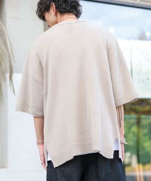 ADMIX/ATELIER SAB MEN(アドミックスアトリエサブメン)の「麻コットン サマーニット / オーバーサイズ 5分袖 ボレロ カーディガン(カーディガン/ボレロ・メンズ・ライトグレー/ブラック/ネイビー/ブルーグレー/ライトベージュ・48/50/52)」の19枚目の写真