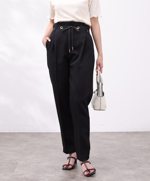 Chez toi(シェトワ)の「ハトメリボンブッチャーテーパードパンツ(その他パンツ・レディース・グレイッシュベージュ/イエロー/ブラック/カーキ・FREE)」の7枚目の写真