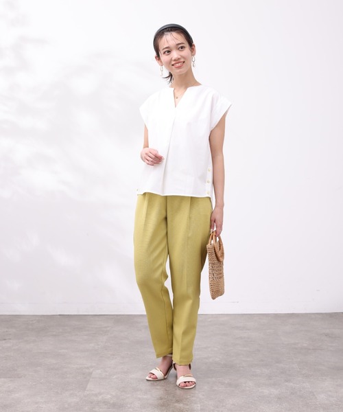 Chez toi(シェトワ)の「ハトメリボンブッチャーテーパードパンツ(その他パンツ・レディース・グレイッシュベージュ/イエロー/ブラック/カーキ・FREE)」の15枚目の写真