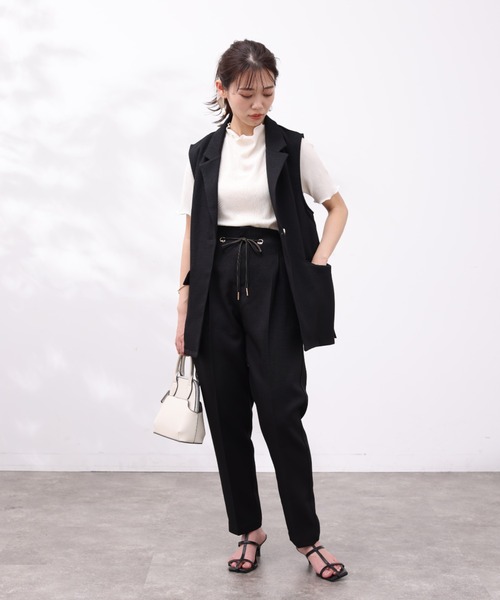 Chez toi(シェトワ)の「ハトメリボンブッチャーテーパードパンツ(その他パンツ・レディース・グレイッシュベージュ/イエロー/ブラック/カーキ・FREE)」の19枚目の写真