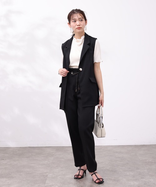 Chez toi(シェトワ)の「ハトメリボンブッチャーテーパードパンツ(その他パンツ・レディース・グレイッシュベージュ/イエロー/ブラック/カーキ・FREE)」の18枚目の写真