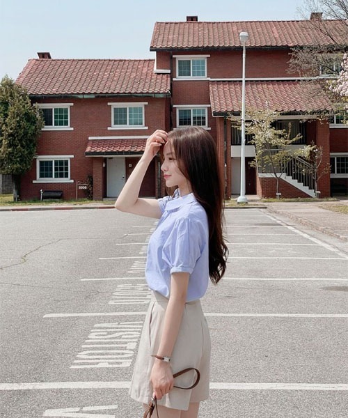 SONA（ソナ）の「SONA 半袖ロールアップデイリーシャツ（シャツ/ブラウス・レディース・ピンク/スカイブルー/ホワイト・FREE）」の16枚目の写真