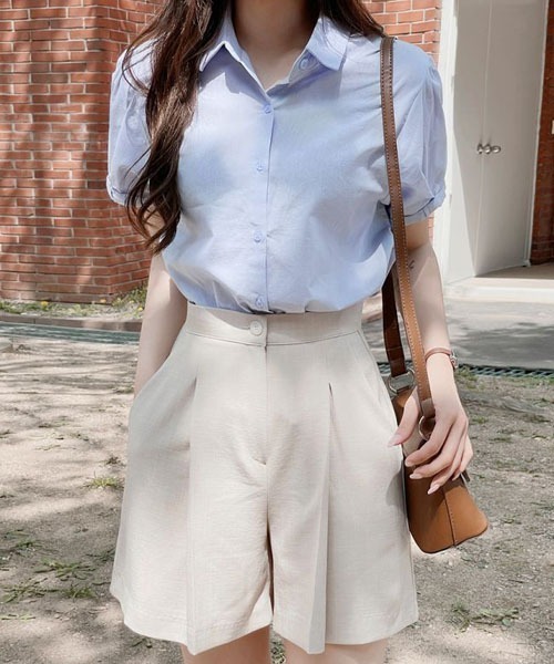 SONA（ソナ）の「SONA 半袖ロールアップデイリーシャツ（シャツ/ブラウス・レディース・ピンク/スカイブルー/ホワイト・FREE）」の20枚目の写真