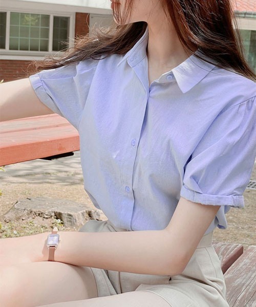 SONA（ソナ）の「SONA 半袖ロールアップデイリーシャツ（シャツ/ブラウス・レディース・ピンク/スカイブルー/ホワイト・FREE）」の22枚目の写真