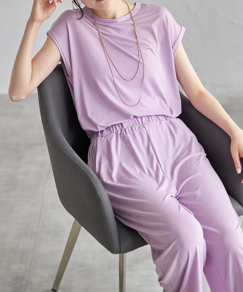 each（イーチ）の「フレンチスリーブセットアップ（その他トップス・レディース・マスタード/ダークブラウン/ブラック/ブルー/ライトグリーン/イエロー/コーラル/ラベンダー・M-L/FREE）」の5枚目の写真