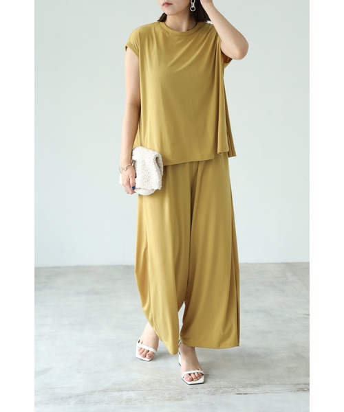 each（イーチ）の「フレンチスリーブセットアップ（その他トップス・レディース・マスタード/ダークブラウン/ブラック/ブルー/ライトグリーン/イエロー/コーラル/ラベンダー・M-L/FREE）」の7枚目の写真