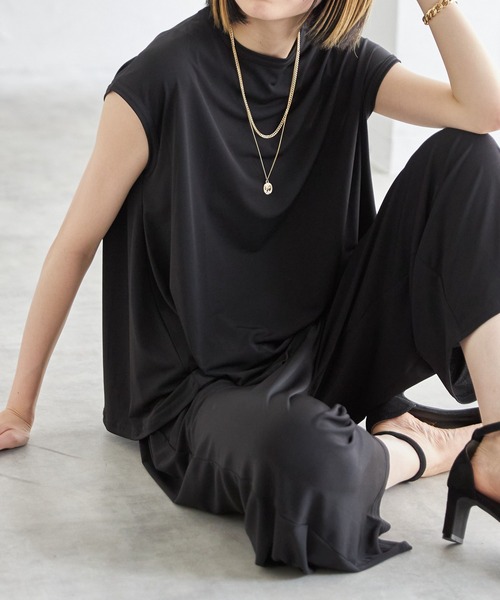 each（イーチ）の「フレンチスリーブセットアップ（その他トップス・レディース・マスタード/ダークブラウン/ブラック/ブルー/ライトグリーン/イエロー/コーラル/ラベンダー・M-L/FREE）」の2枚目の写真