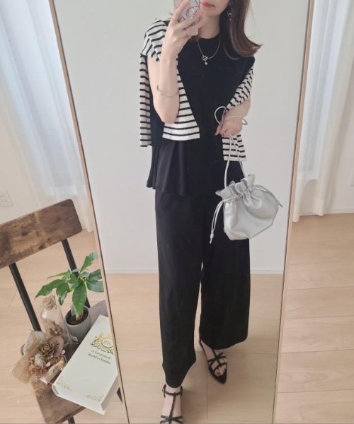 each（イーチ）の「フレンチスリーブセットアップ（その他トップス・レディース・マスタード/ダークブラウン/ブラック/ブルー/ライトグリーン/イエロー/コーラル/ラベンダー・M-L/FREE）」の17枚目の写真