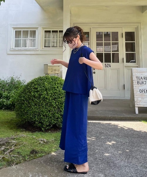 each（イーチ）の「フレンチスリーブセットアップ（その他トップス・レディース・マスタード/ダークブラウン/ブラック/ブルー/ライトグリーン/イエロー/コーラル/ラベンダー・M-L/FREE）」の20枚目の写真