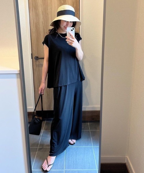 each（イーチ）の「フレンチスリーブセットアップ（その他トップス・レディース・マスタード/ダークブラウン/ブラック/ブルー/ライトグリーン/イエロー/コーラル/ラベンダー・M-L/FREE）」の18枚目の写真