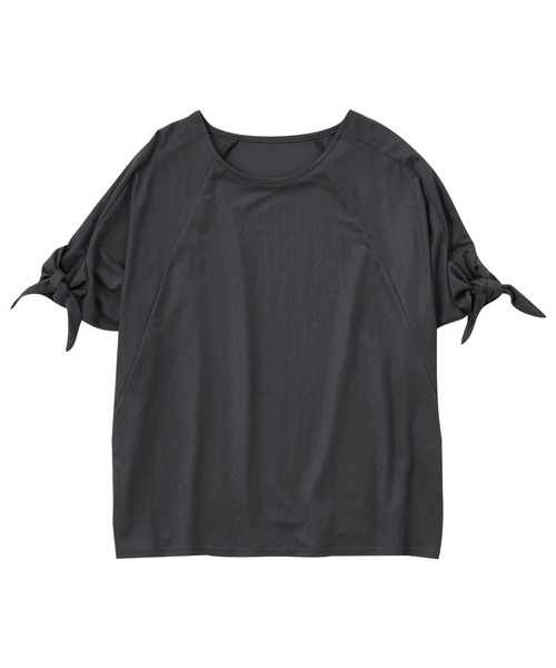 Viola e Viola（ヴィオラエヴィオラ）の「ひんやり冷感袖リボントップス（Tシャツ/カットソー・レディース・チャコールグレー/グレイッシュブルー/ダークオレンジ・L/M/LL/3L）」の12枚目の写真