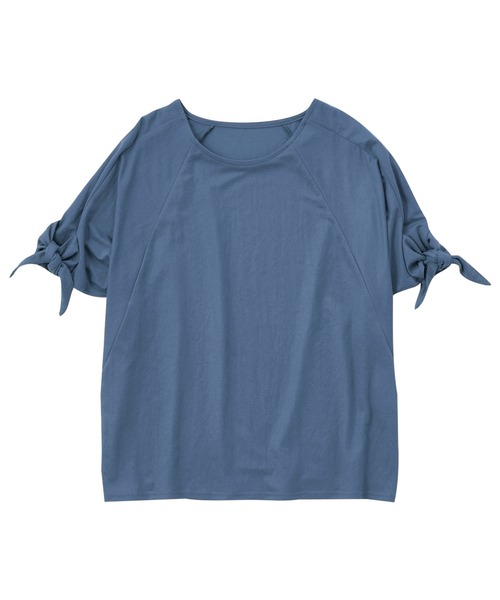 Viola e Viola（ヴィオラエヴィオラ）の「ひんやり冷感袖リボントップス（Tシャツ/カットソー・レディース・チャコールグレー/グレイッシュブルー/ダークオレンジ・L/M/LL/3L）」の14枚目の写真