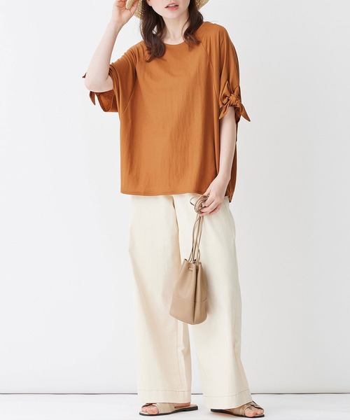 Viola e Viola（ヴィオラエヴィオラ）の「ひんやり冷感袖リボントップス（Tシャツ/カットソー・レディース・チャコールグレー/グレイッシュブルー/ダークオレンジ・L/M/LL/3L）」の10枚目の写真