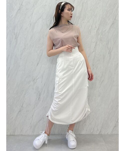 dazzlin（ダズリン）の「サイドポケットドロストスカート（スカート・レディース・ピンク/ブラック/オフホワイト・SMALL/MEDIUM）」の4枚目の写真