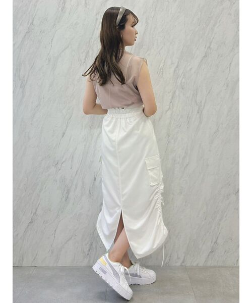 dazzlin（ダズリン）の「サイドポケットドロストスカート（スカート・レディース・ピンク/ブラック/オフホワイト・SMALL/MEDIUM）」の7枚目の写真