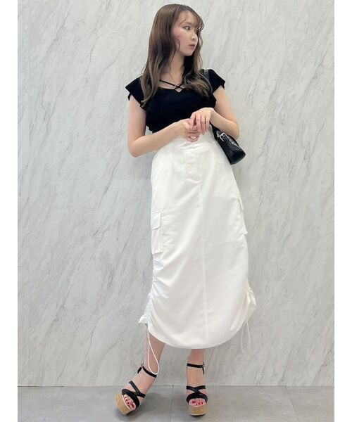 dazzlin（ダズリン）の「サイドポケットドロストスカート（スカート・レディース・ピンク/ブラック/オフホワイト・SMALL/MEDIUM）」の22枚目の写真