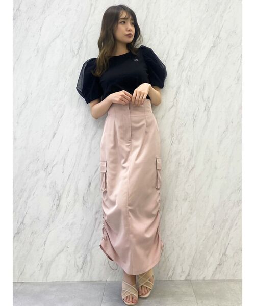 dazzlin（ダズリン）の「サイドポケットドロストスカート（スカート・レディース・ピンク/ブラック/オフホワイト・SMALL/MEDIUM）」の14枚目の写真