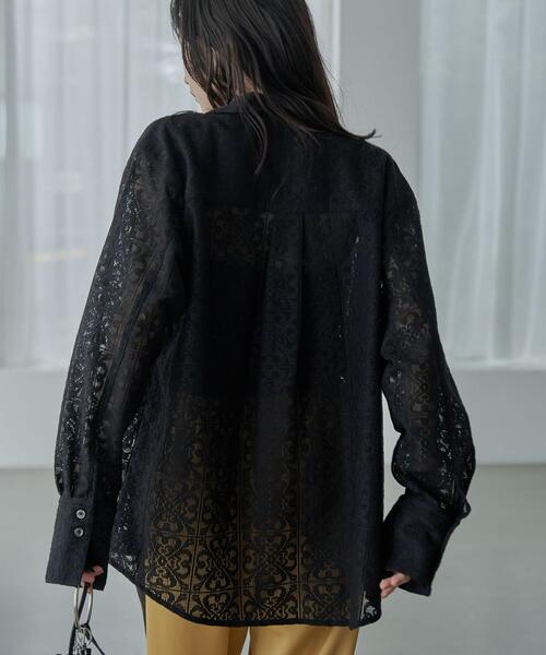 coen（コーエン）の「レース開襟シャツ（シャツ/ブラウス・レディース・ホワイト/ブラック/ベージュ・M/L）」の9枚目の写真