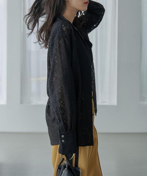 coen（コーエン）の「レース開襟シャツ（シャツ/ブラウス・レディース・ホワイト/ブラック/ベージュ・M/L）」の13枚目の写真